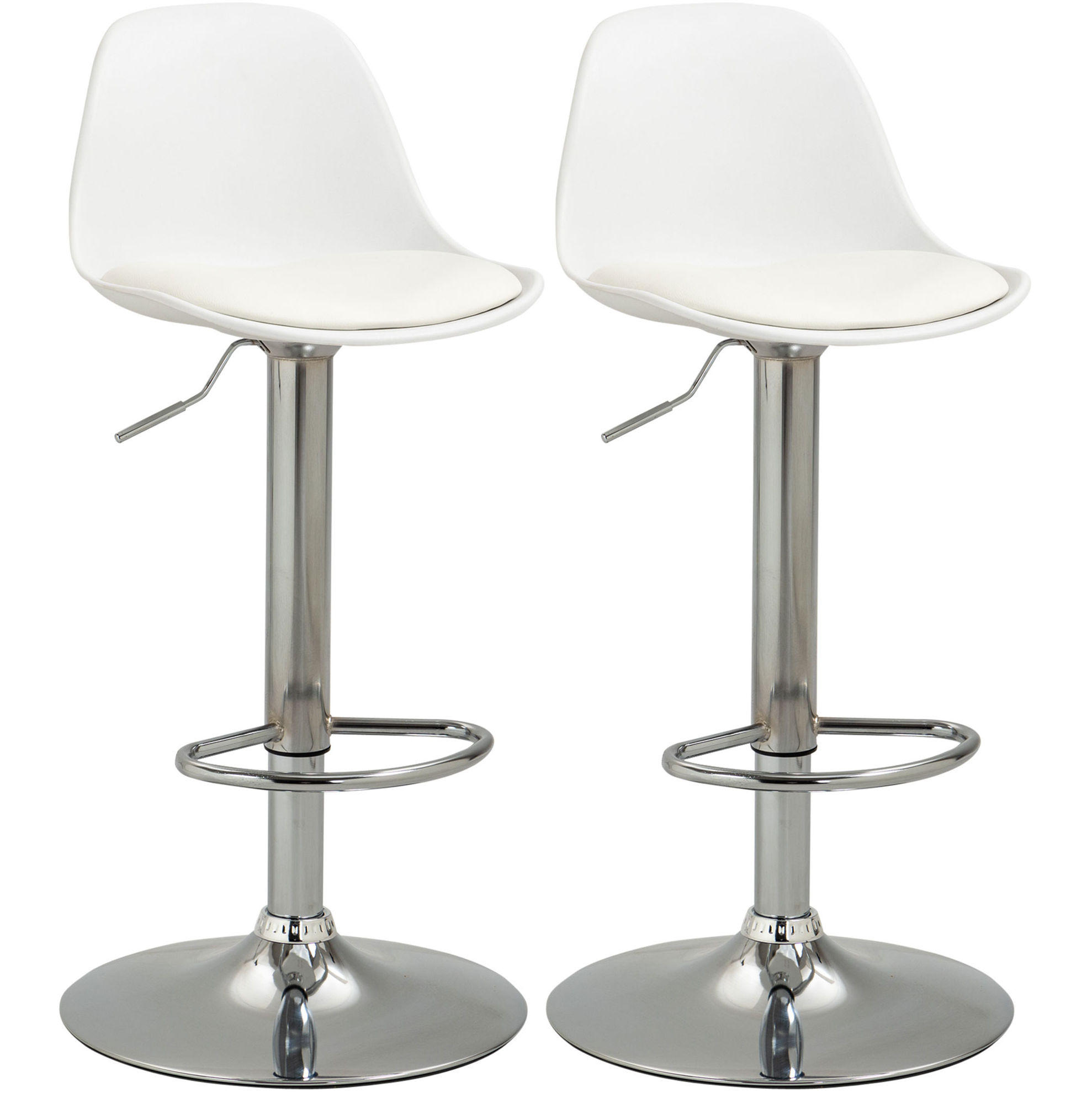 BARHOCKER 2er-Set höhenverstellbar drehbar Weiß Kunstleder - Weiß, Metall (42/104/38cm) - Meubliv