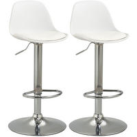BARHOCKER 2er-Set höhenverstellbar drehbar Weiß Kunstleder - Weiß, Metall (42/104/38cm) - Meubliv