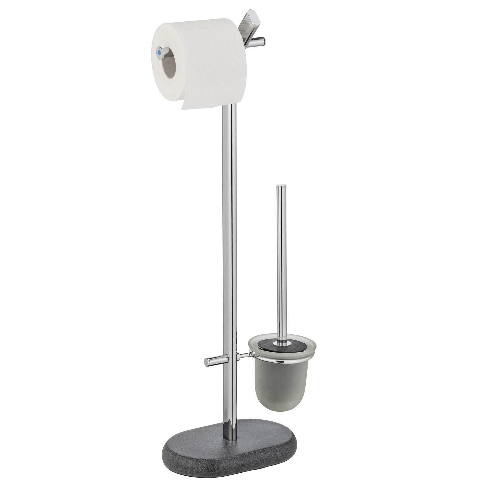 TOILETTENPAPIERSTÄNDER mit WC-Bürste Puro 15,5/29/72 cm - Schwarz, Metall (29/72/15.5cm) - Wenko