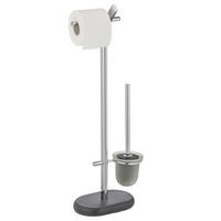 TOILETTENPAPIERSTÄNDER mit WC-Bürste Puro 15,5/29/72 cm - Schwarz, Metall (29/72/15.5cm) - Wenko