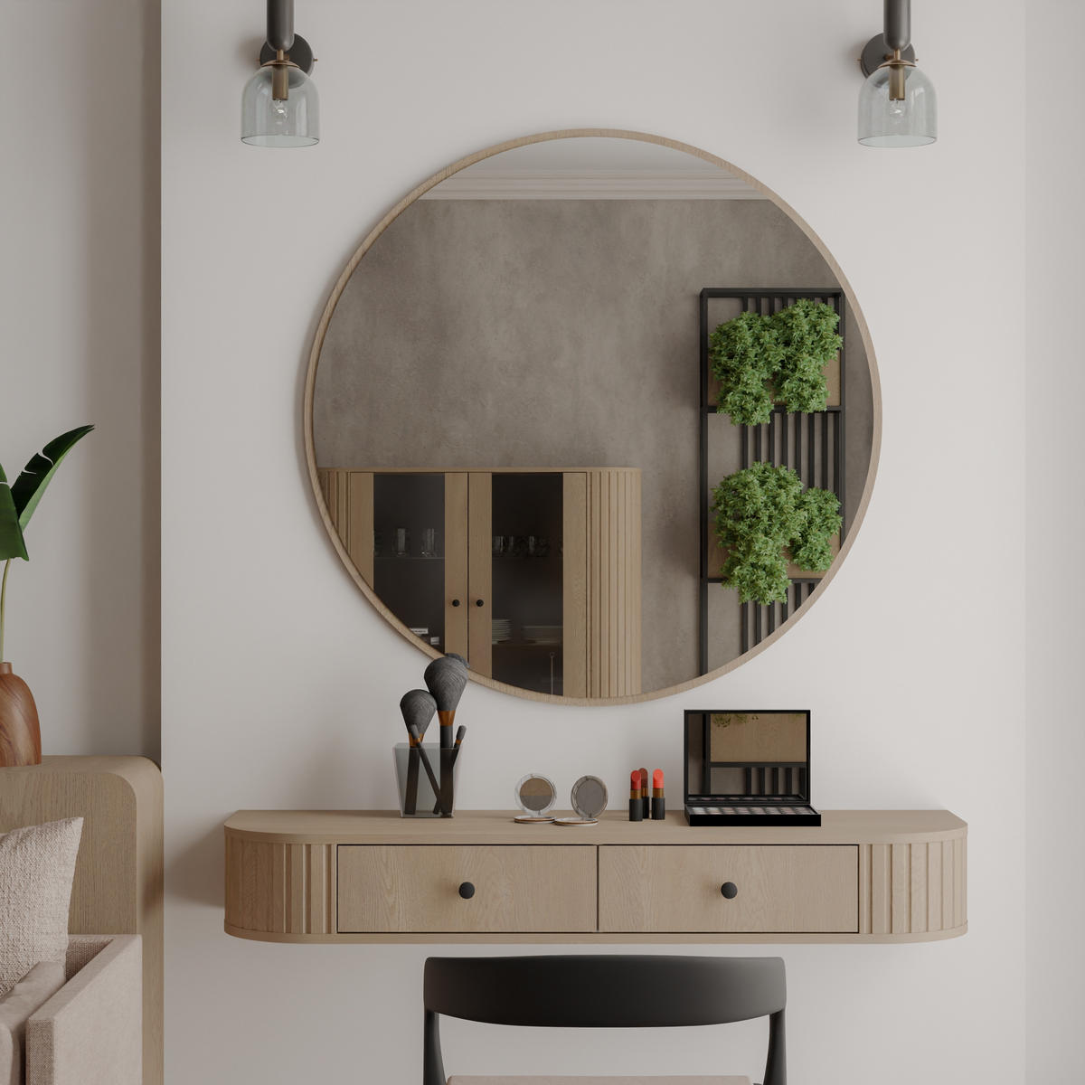 KONSOLENTISCH BOLLA 123/17,5/35,9 cm Hängender Kosmetiktisch mit Schubladen, Eichefarben - Eichefarben, Holzwerkstoff (35.9/123/17.5cm) - MASSENO