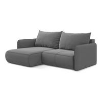 ECKSOFA mit Schlaffunktion Samt Stoff Grau - Schwarz/Grau, Kunststoff/Textil (148/207cm) - Makamii