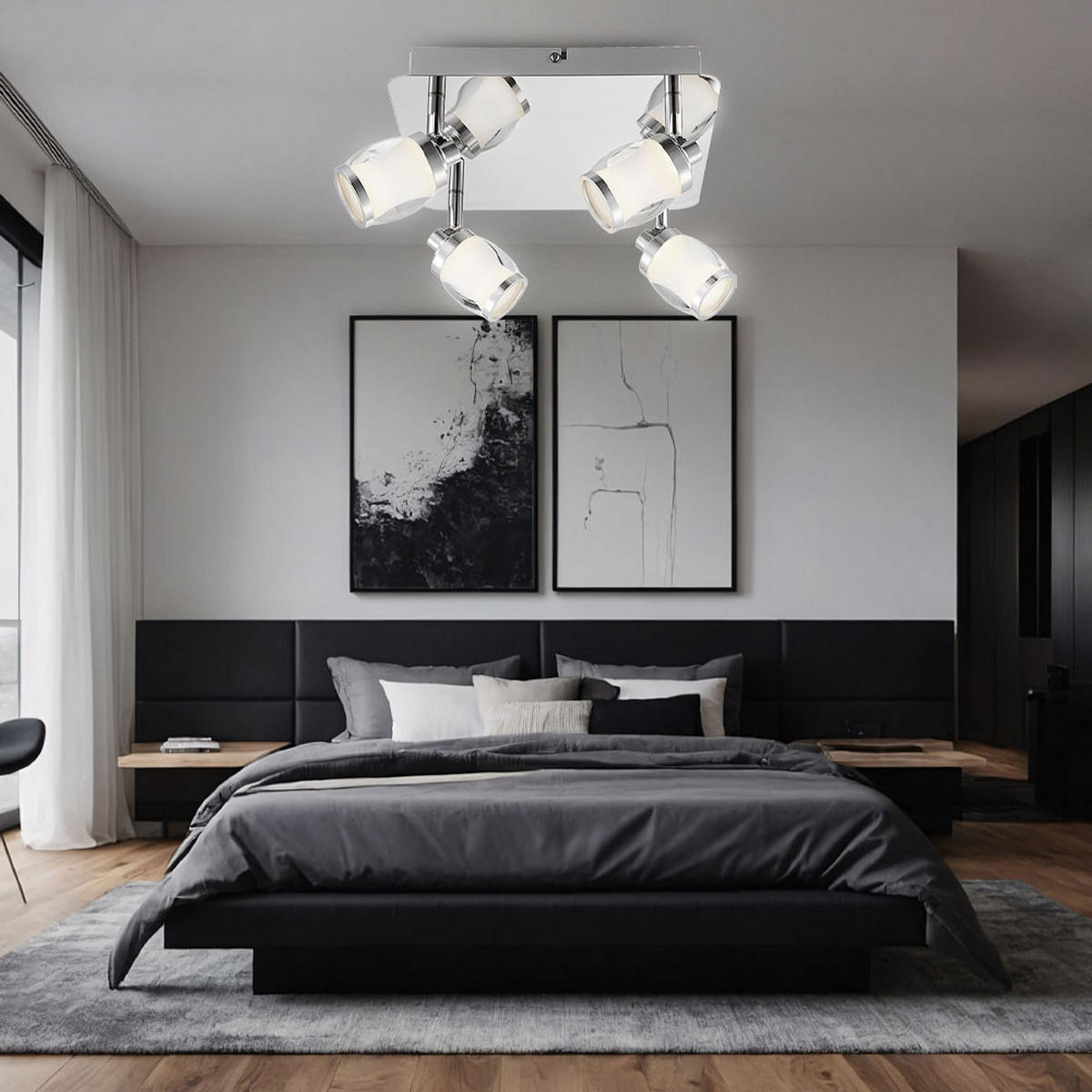 LED DECKENLEUCHTE COLORADO Chrom Silber - Silberfarben, Glas (25/25/15cm) - Globo Lighting