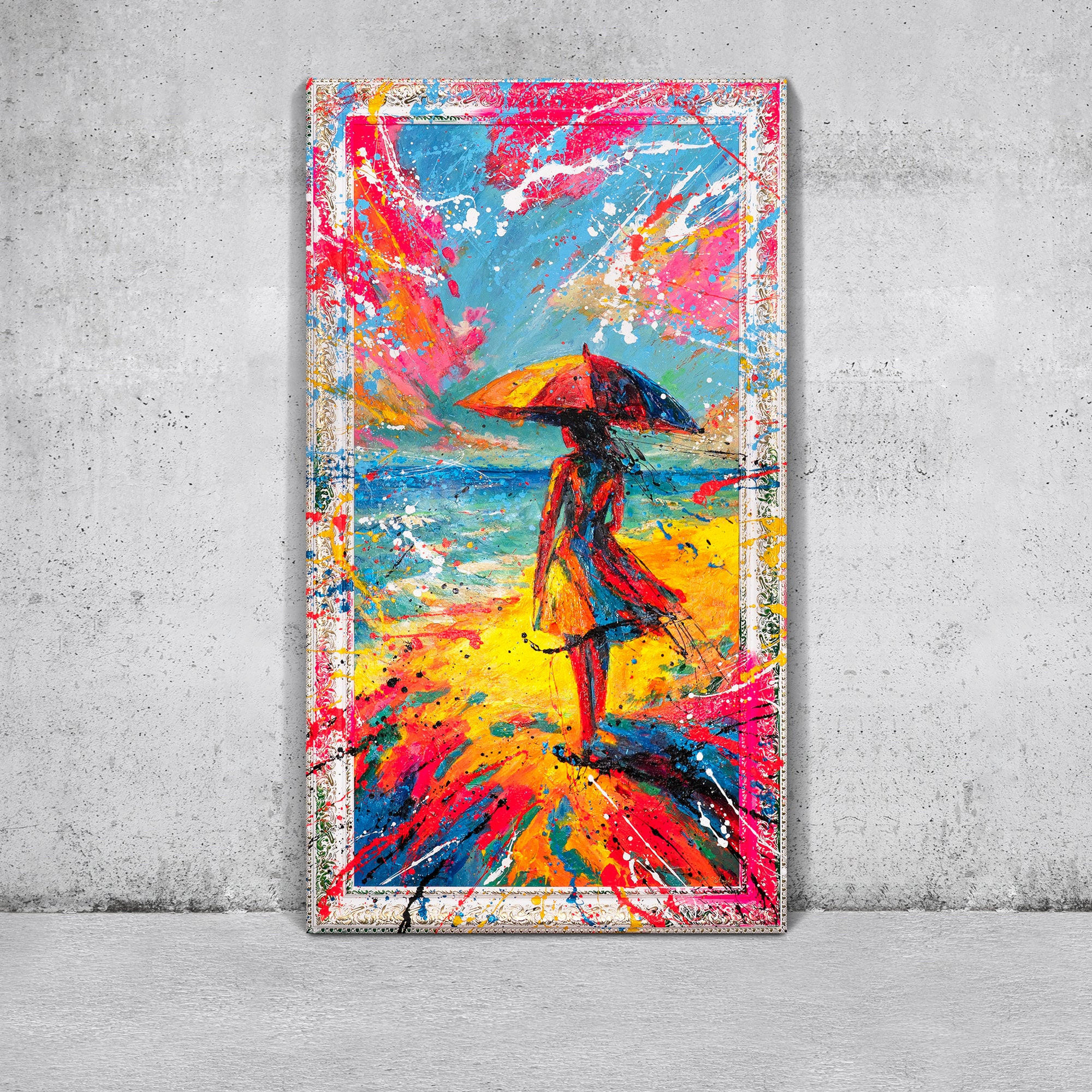 GEMÄLDE Sonne entgegen Schattenfugenrahmen Weiß 160x80 cm - Weiß, Holz (160/80cm) - YS-art gallery