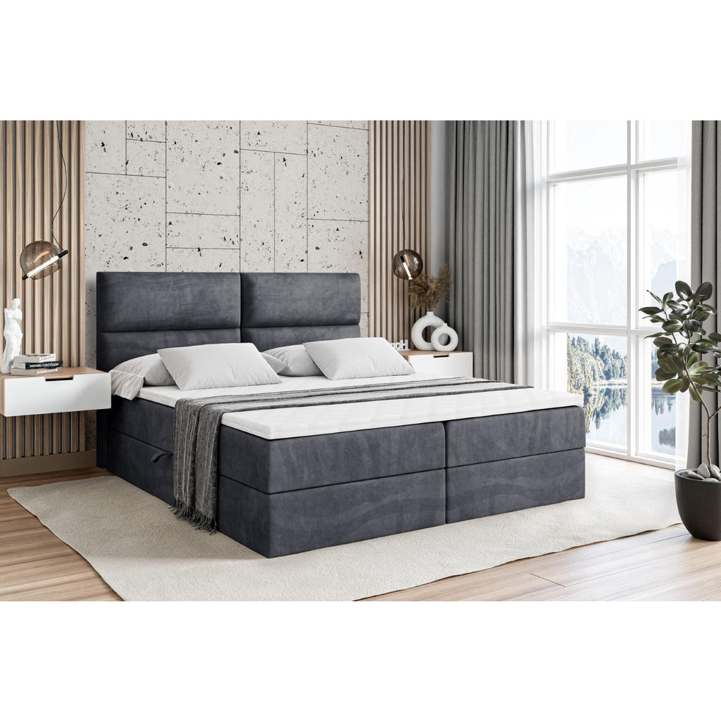Thumbnail - Altdecor Boxbett, Dunkelgrau, Holzwerkstoff, Höhe ca. 20 cm, 180x200 cm, Schlafzimmer, Betten, Boxspringbetten