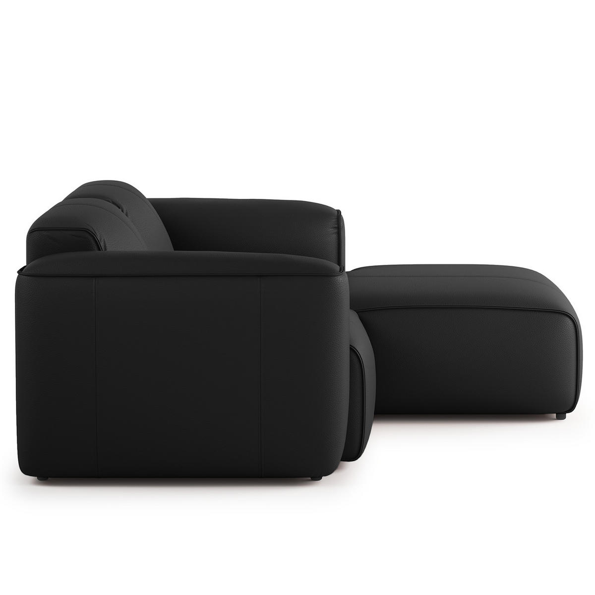 ECKSOFA mit XL-Longchair - Schwarz, Leder/Kunststoff (260/171cm) - home24