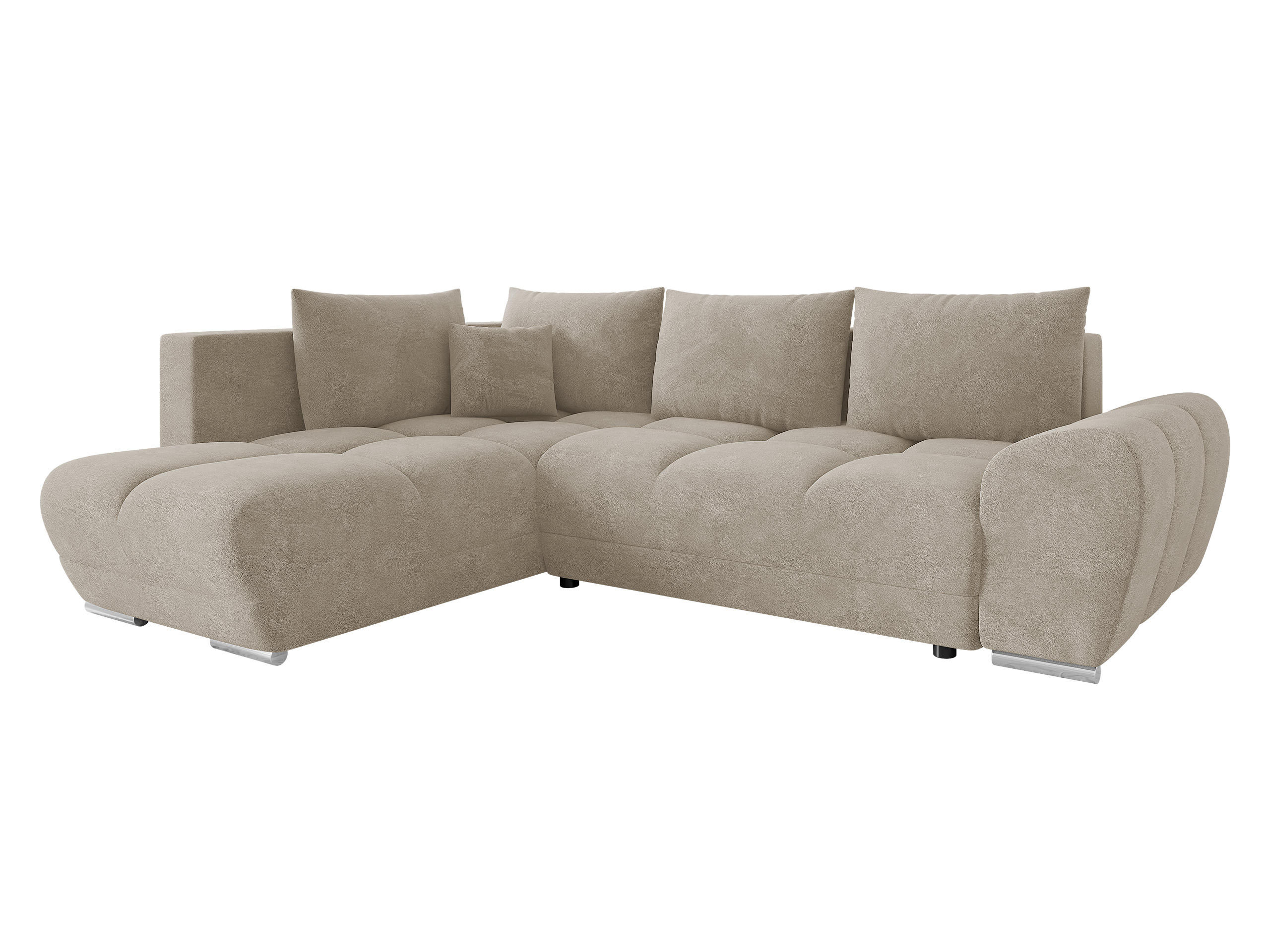 ECKSOFA Forest, Seite: Links - Beige/Schwarz, Holz/Kunststoff (290/183cm) - MIRJAN24