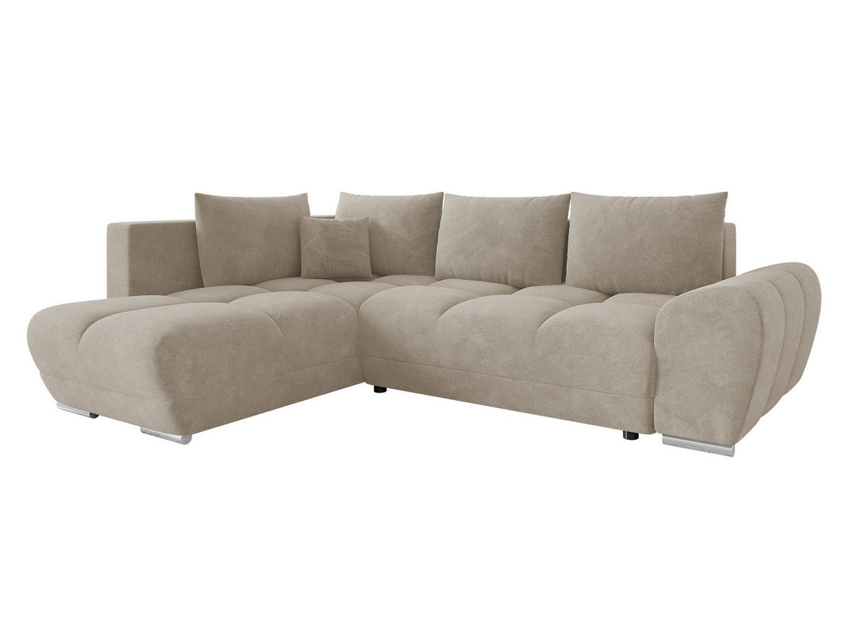 ECKSOFA Forest, Seite: Links - Beige/Schwarz, Holz/Kunststoff (290/183cm) - MIRJAN24
