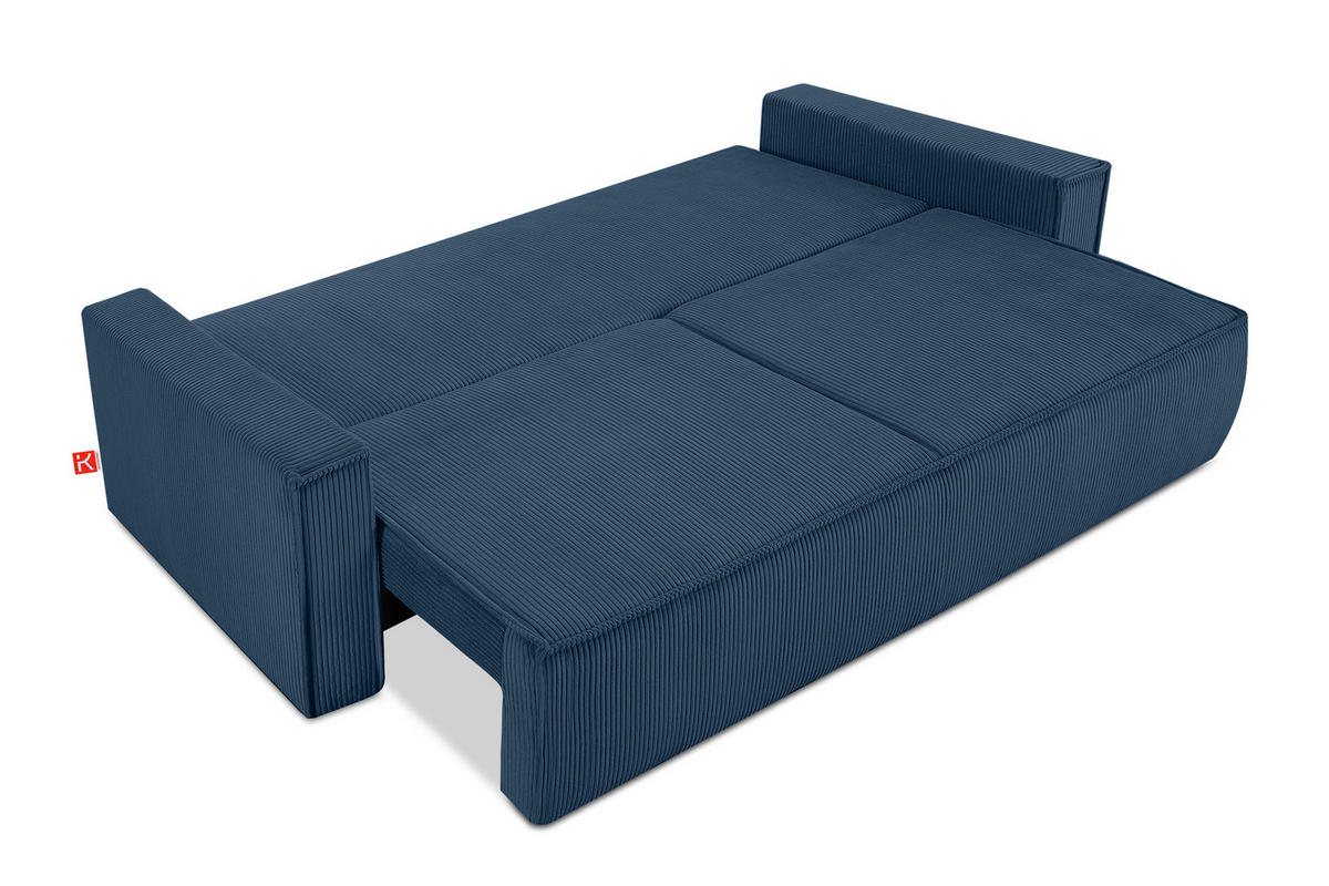 SCHLAFSOFA NAPI in Pet Friendly Cord-Stoff, marineblau - Blau/Schwarz, Textil (228/89/101cm) - KONSIMO®