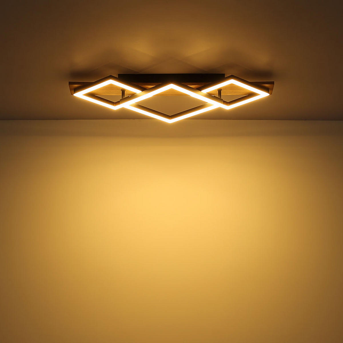 LED DECKENLEUCHTE Metall Schwarz Holzoptik - Schwarz, Metall (61/31/8.5cm) - Globo Lighting