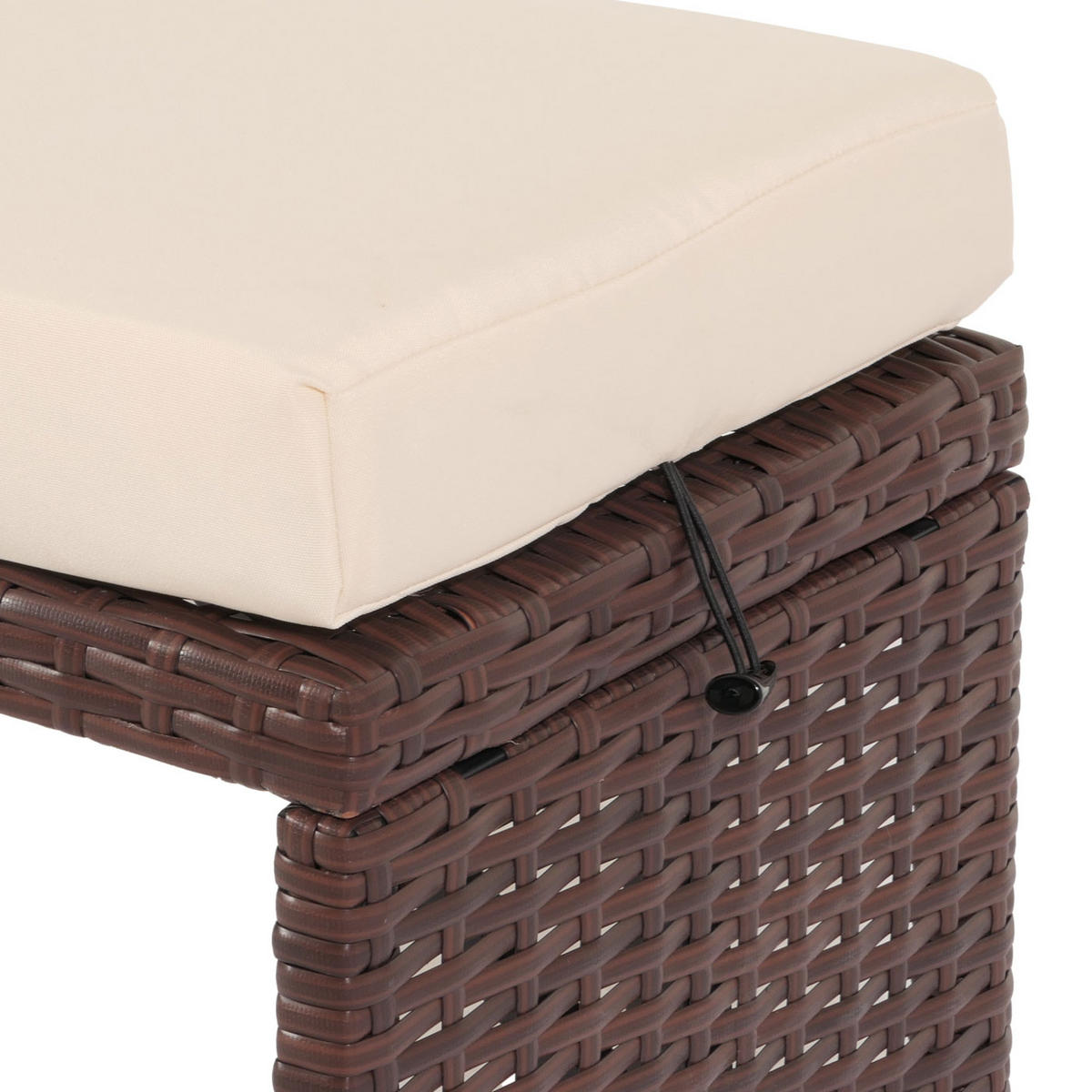 SITZBANK Poly-Rattan 35x112x30cm Braun - Creme/Braun, Metall (112/35/30cm) - PROREGAL