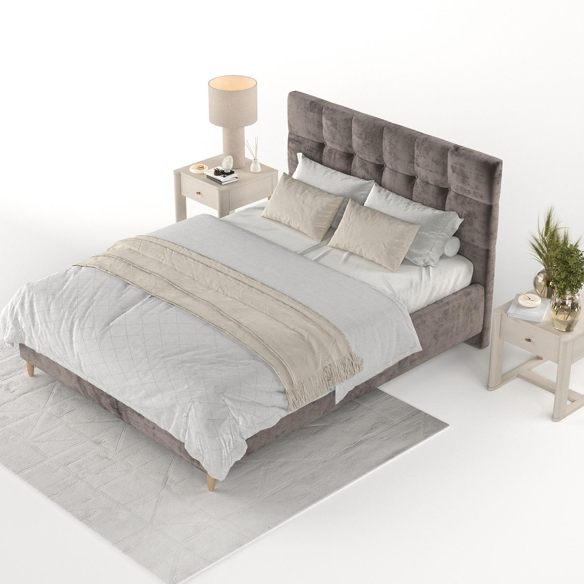 POLSTERBETT Cora 160/200 cm Braun im Lotta Stoff - Naturfarben/Braun, Holz/Holzwerkstoff (160/200cm) - AltaBeds