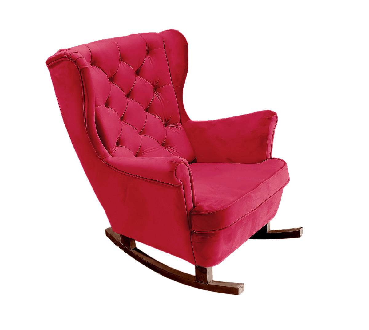 SCHAUKELSESSEL mit gepolstertem Sitz und Armlehnen, 102x81x95 cm, Rot_29837 - Rot/Braun, Holz/Textil (81/102/95cm) - DomoHome