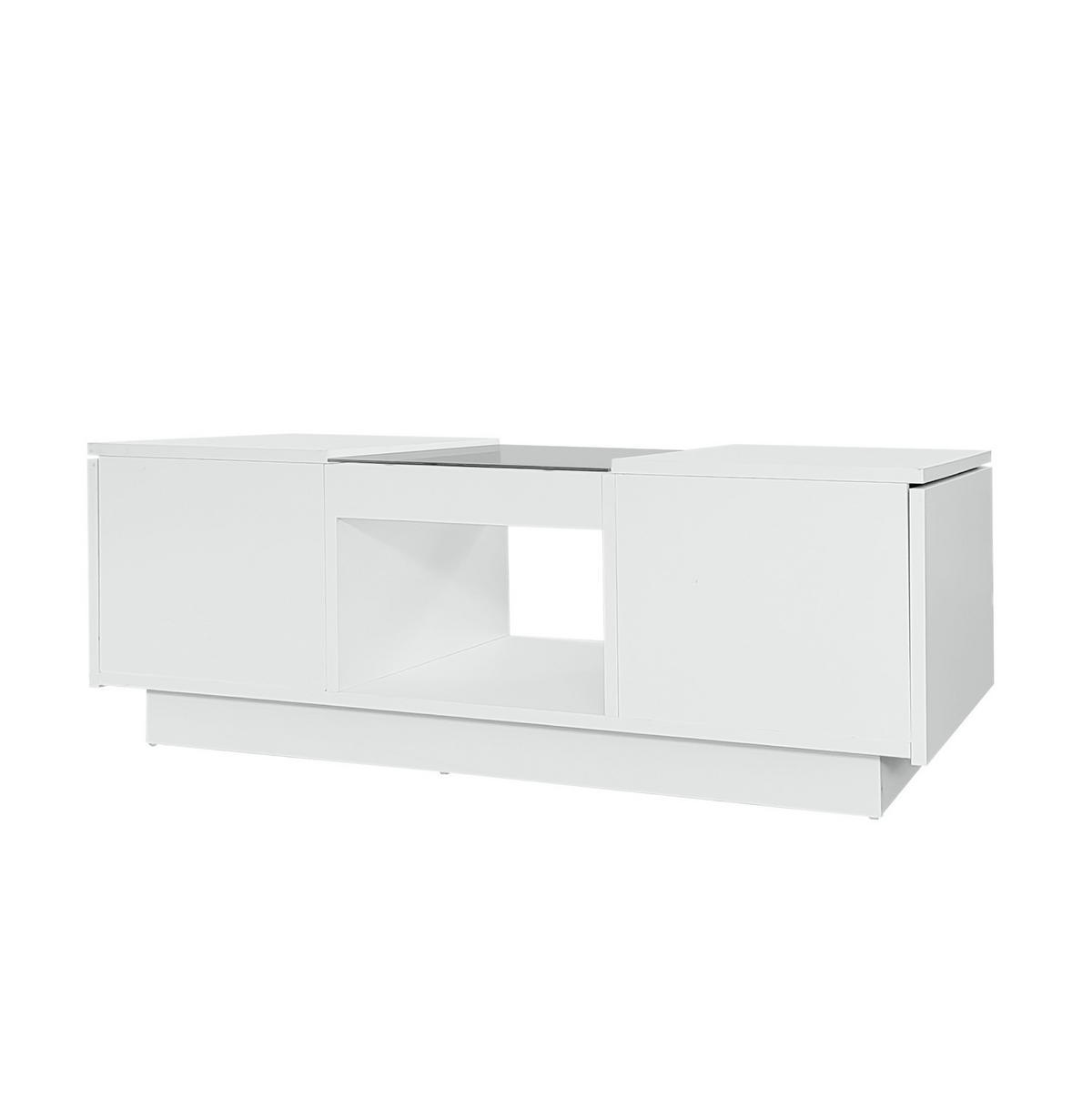 COUCHTISCH aus Spanplatte 100x50x35,5 cm in Weiß mit LED & App-Steuerung - Weiß, Holzwerkstoff (100/50/35.5cm) - Modfu