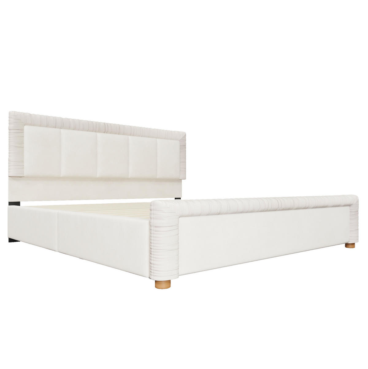 POLSTERBETT aus französischem Samt 180x200 cm Beige mit 2 Schubladen - Beige, Textil (180/200cm) - Modfu
