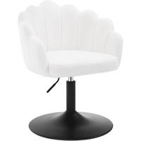 DREHSTUHL, Blumenform, Boucle-Stoff, Schminkstuhl, Weiß - Schwarz/Weiß, Textil/Metall (55/67/50cm) - Woltu