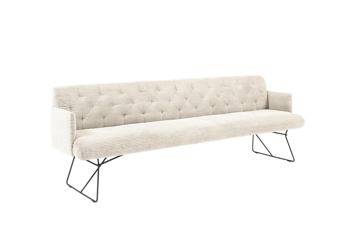 ESSZIMMERBANK CHARME Cremeweiß Cord - Creme, Textil (166/85/69cm) - KAWOLA