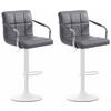 BARHOCKER 2er Set Lederlook Grau - Weiß/Grau, Textil/Metall (54/91/46cm) - CLP