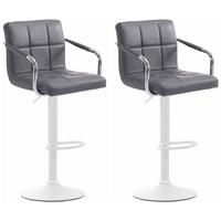 BARHOCKER 2er Set Lederlook Grau - Weiß/Grau, Textil/Metall (54/91/46cm) - CLP