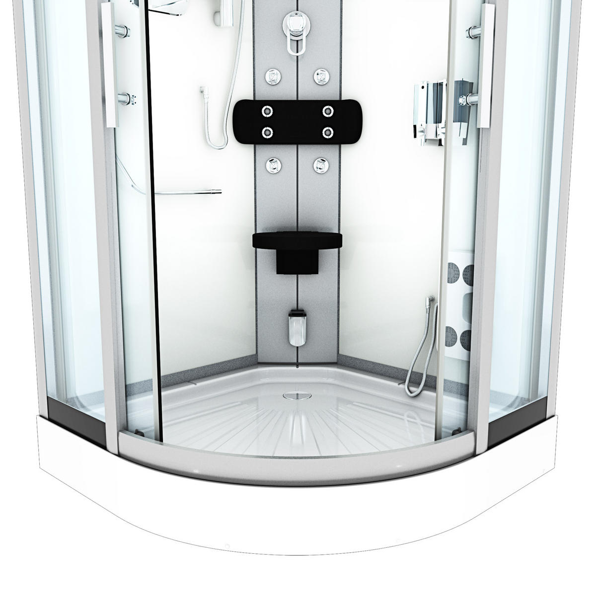 DAMPFDUSCHE Dusche D46-10T2-EC Weiß 90x90 - Weiß, Glas/Kunststoff (90/90/215cm) - AcquaVapore by Sandra Jentho