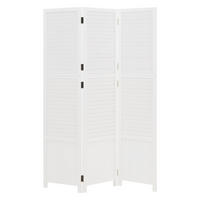 PARAVENT 3-tlg. 130/175 cm Weiß Holzlamellen - Weiß, Holz (129/175/2cm) - Homestyle4u