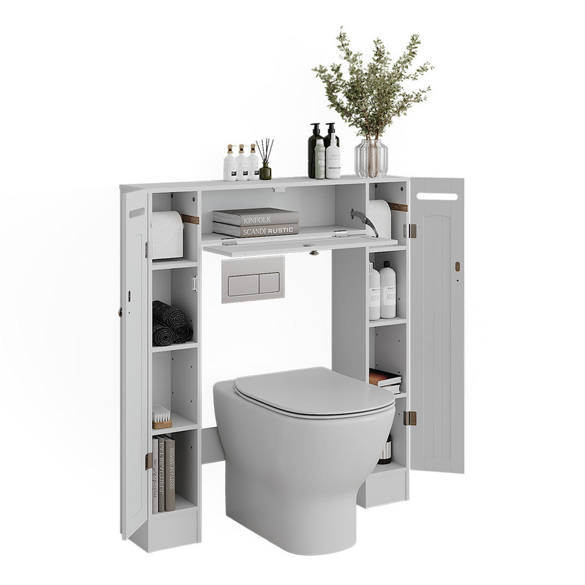 TOILETTENSCHRANK Bianco Weiß 89 x 99 cm mit 2 Toilettenpapierspendern - Weiß, Holzwerkstoff (89/99/19.5cm) - Vicco