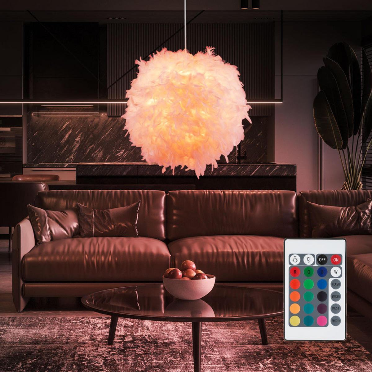 LED HÄNGELEUCHTE Ducky Weiß Federn - Weiß, Papier (30/30/150cm)