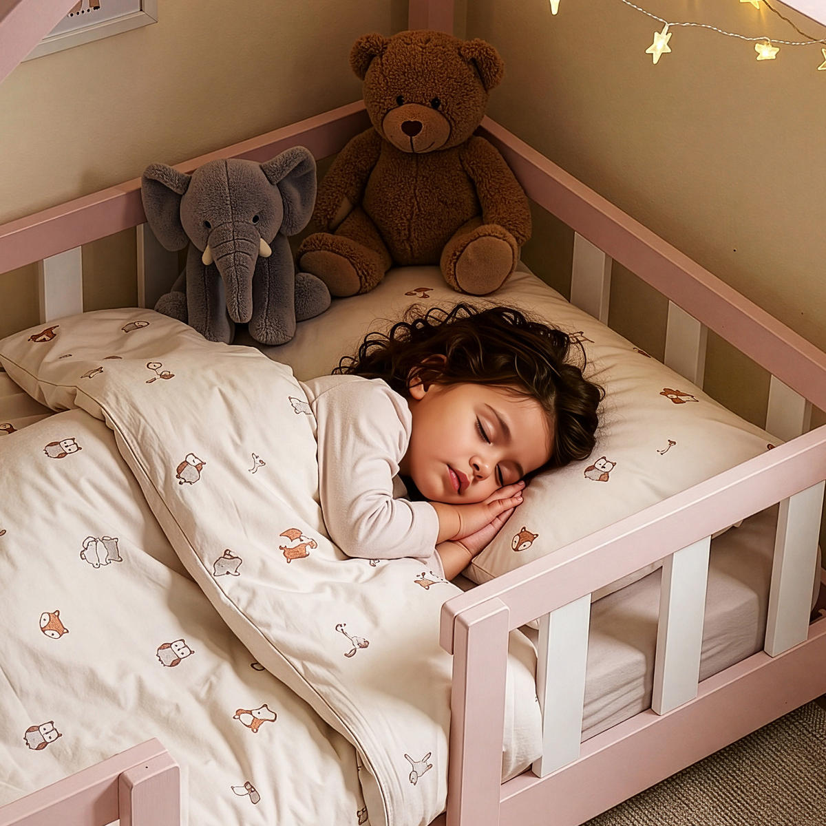 HAUSBETT Treviolo - Pink/Weiß, Holz (70/140cm) - [en.casa]
