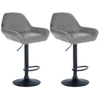 BARHOCKER 2er Set Stoff grau - Schwarz/Grau, Textil/Metall (51/89/52cm) - CLP