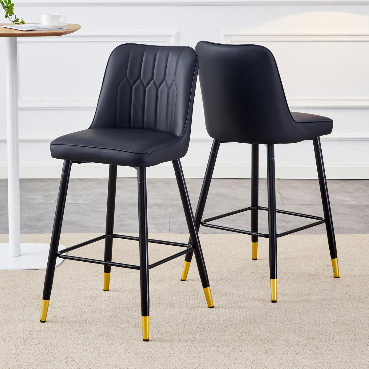 BARHOCKER 2er-Set 100 cm Schwarz mit Rückenlehne - Schwarz, Metall (45/100/42cm) - MIVRAY