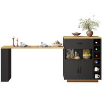 KÜCHENINSEL 80/70/95,5 cm aus MDF und Metall mit ausziehbarem Tisch Schwarz - Schwarz, Holzwerkstoff (80/95.5/70cm) - Modenvie