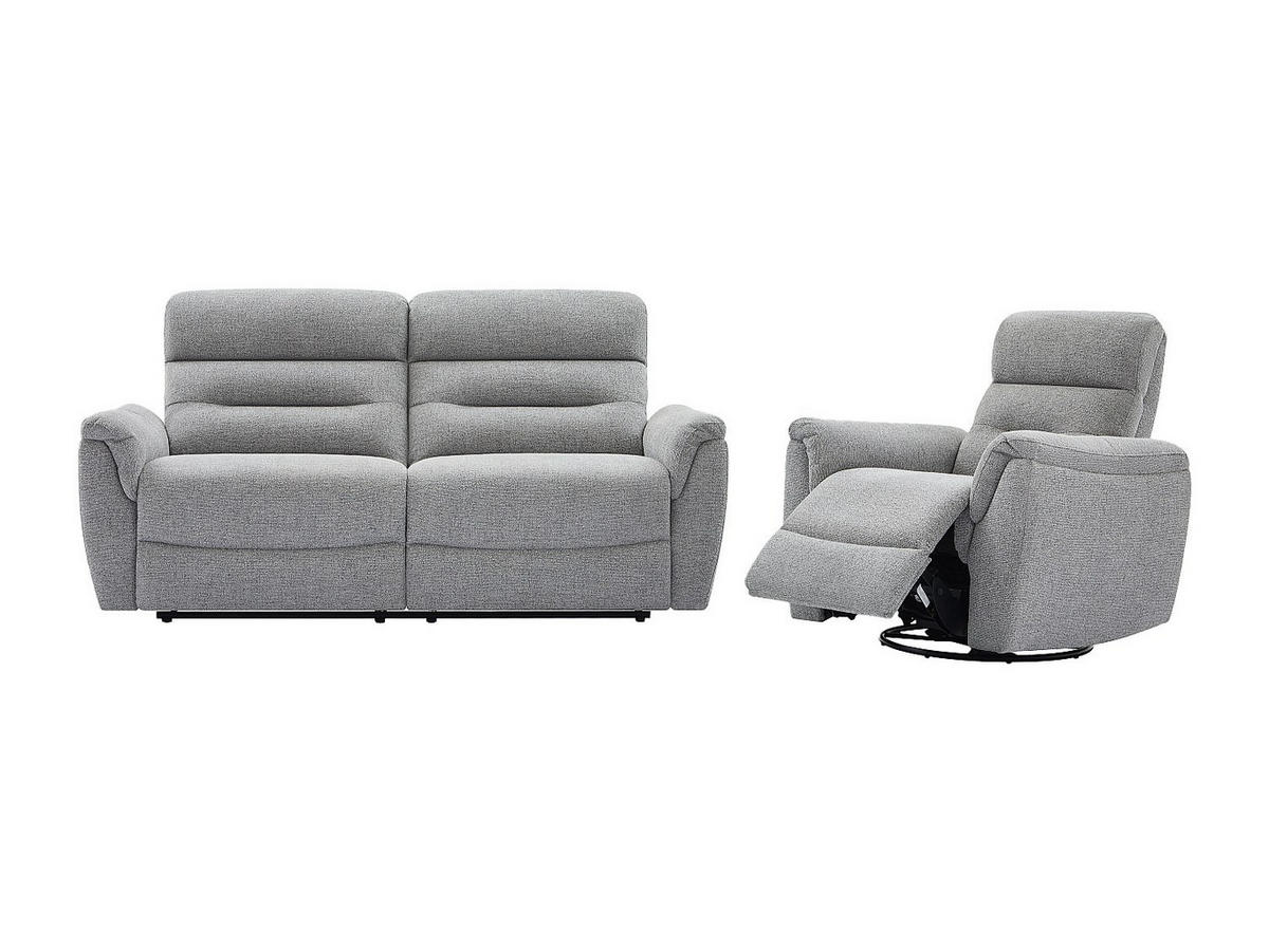COUCHGARNITUR mit Sessel - 4 Personen - Stoff - Grau - BREVIO - Grau, Textil (90/101/91cm) - Vente-Unique