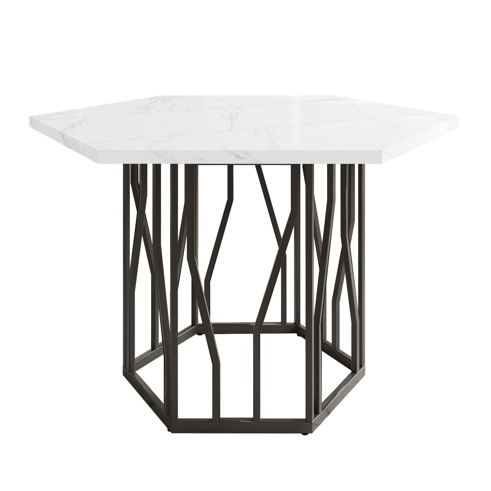 ESSTISCH Marmoroptik Weiß/Schwarz 115,5/100/75 cm - Schwarz, Holz (100/115.5/75cm) - PANGIVO