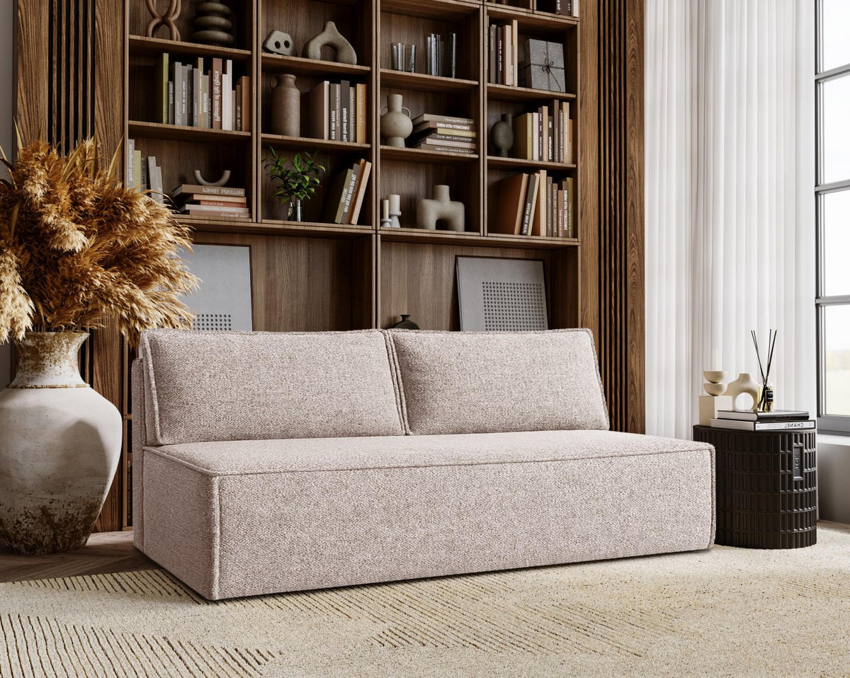 SCHLAFSOFA Mit Bettkasten DUO Stoff Verita Beige - Beige, Holz/Kunststoff (198/89/90cm) - Kaiser Möbel