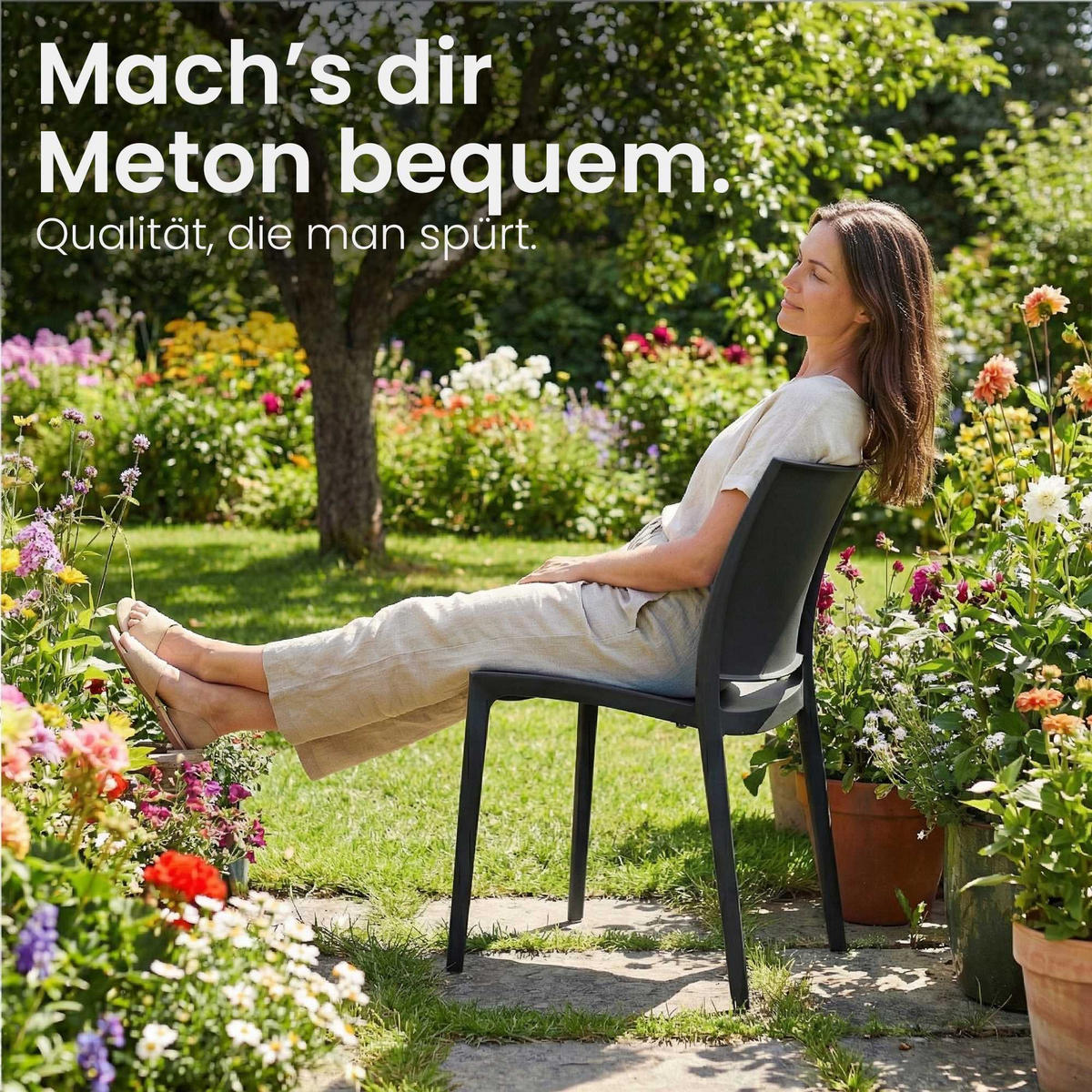 GARTENSTUHL Kunststoff Schwarz - Schwarz, Kunststoff (42/81/49cm) - CLP