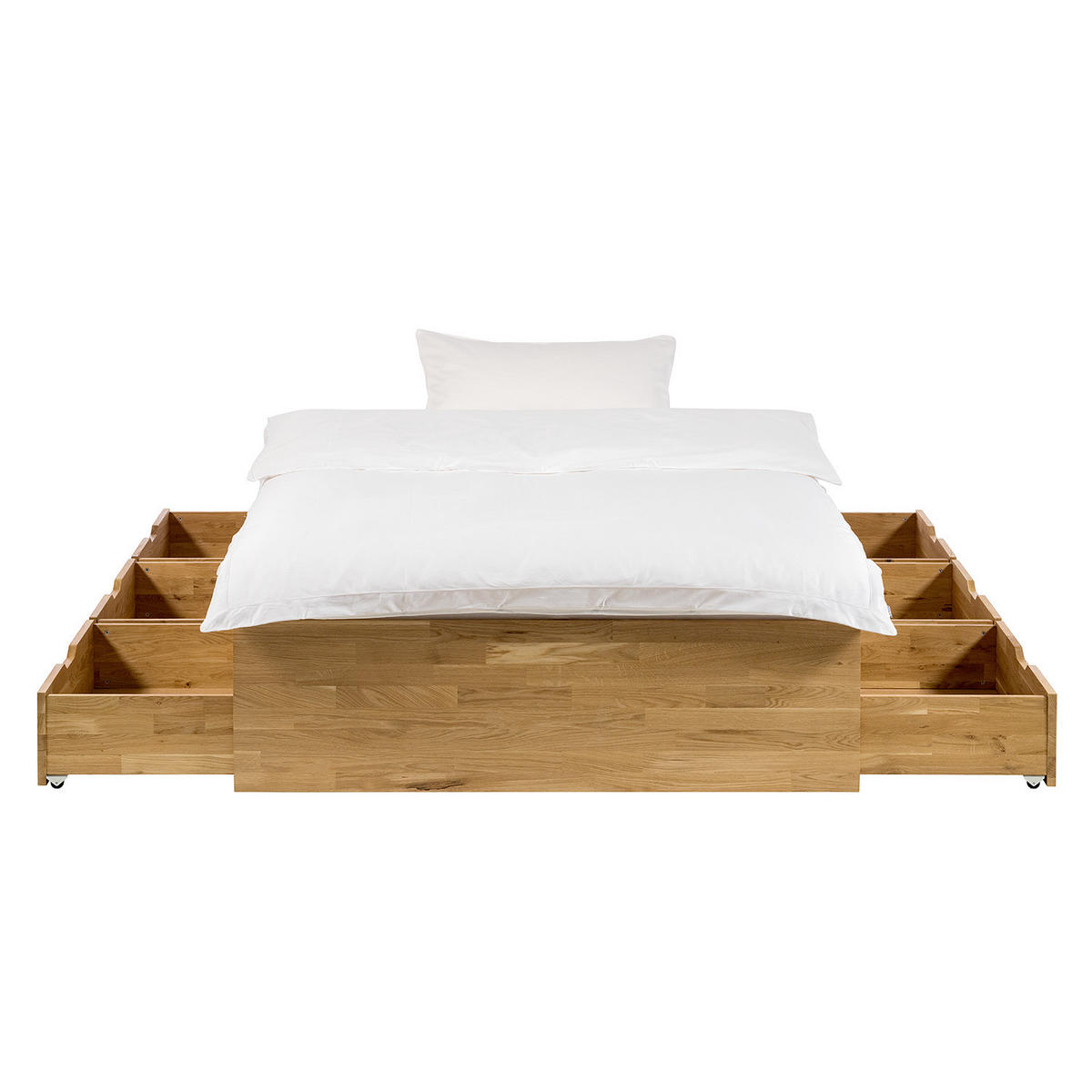 MASSIVHOLZBETT - Massivholz - Braun - Eichefarben, Holz (140/200cm) - home24