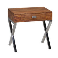 NACHTTISCH – Massivholz, Chrombeine, Landhausstil - Silberfarben/Braun, Holz (45/50/45cm) - KADIMA DESIGN