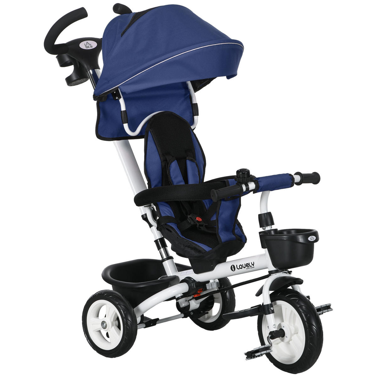 KINDERDREIRAD, Blau/Rosa, Polyester+ Metall - Blau, Metall (112/50/104cm) - HOMCOM