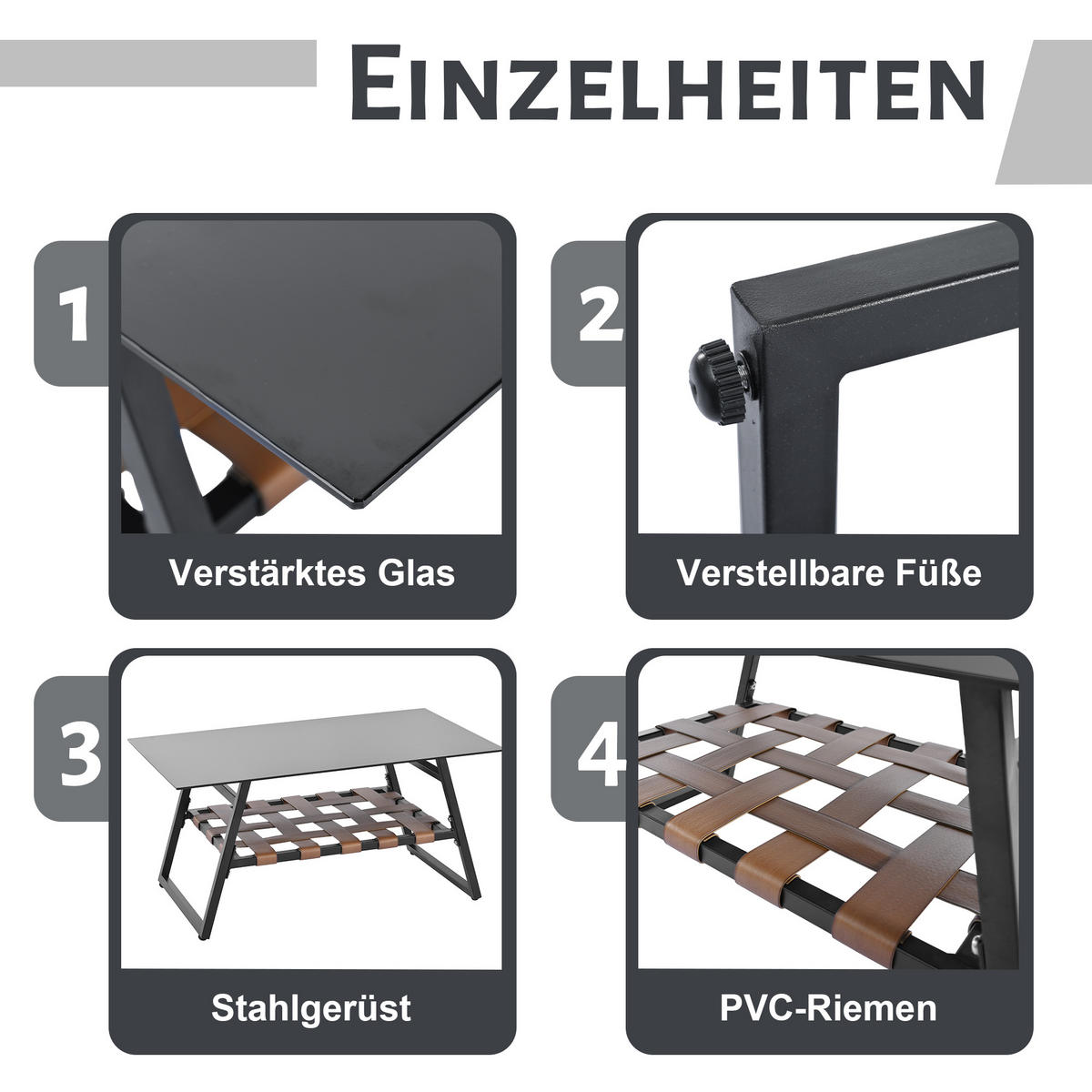 LOUNGESET 4 Personen Schwarz Mit Abnehmbarem Bezug - Schwarz, Kunststoff - FLIEKS