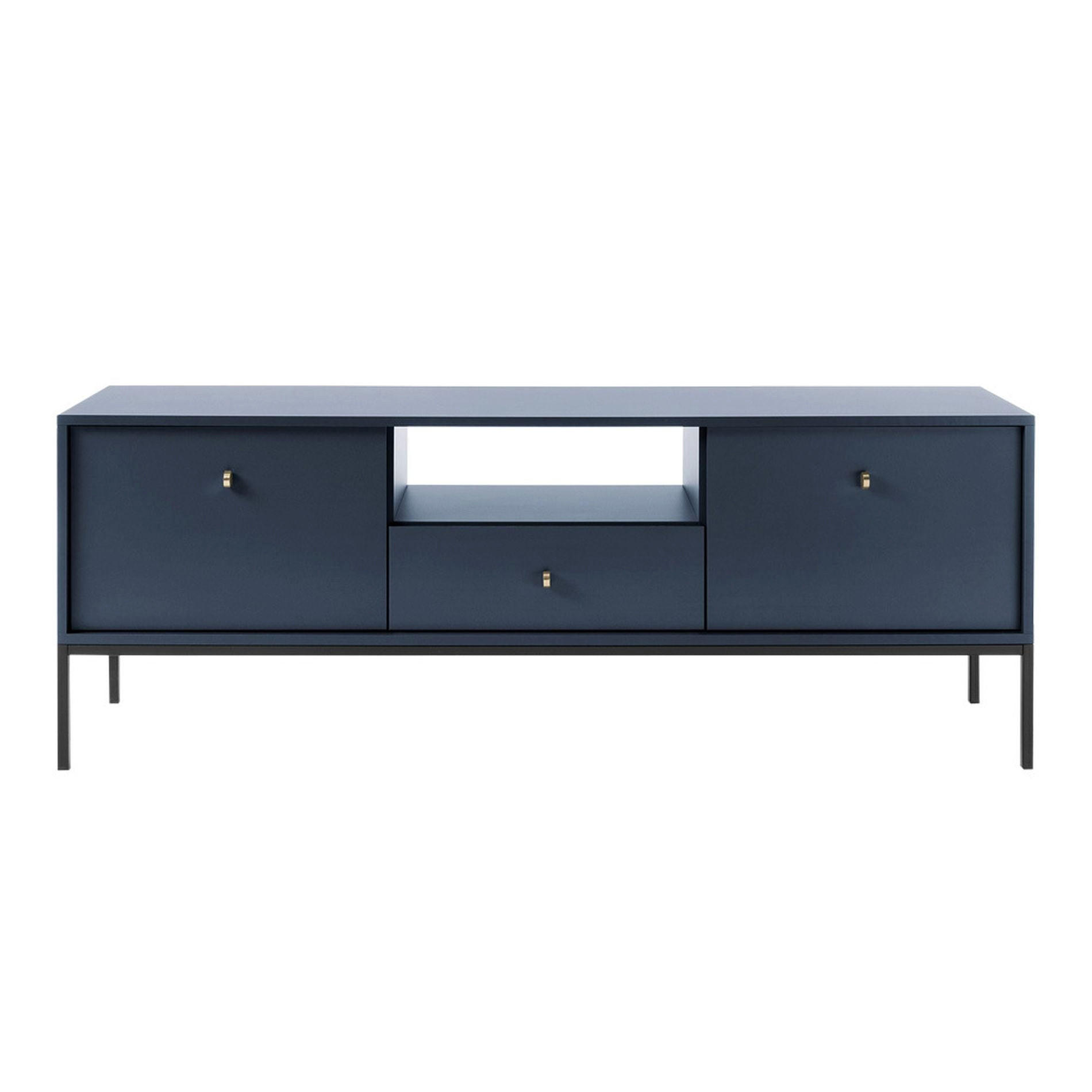 TV stolík Monne tmavo modrý 153/56/39 cm - čierna/zlatá, kov/kompozitné drevo (153.4/56.2/39cm) - Selsey