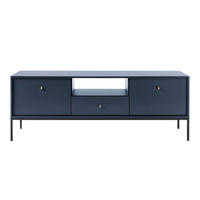 TV stolek Monne tmavě modrý 153/56/39 cm - černá/zlatá, kov/kompozitní dřevo (153.4/56.2/39cm) - Selsey