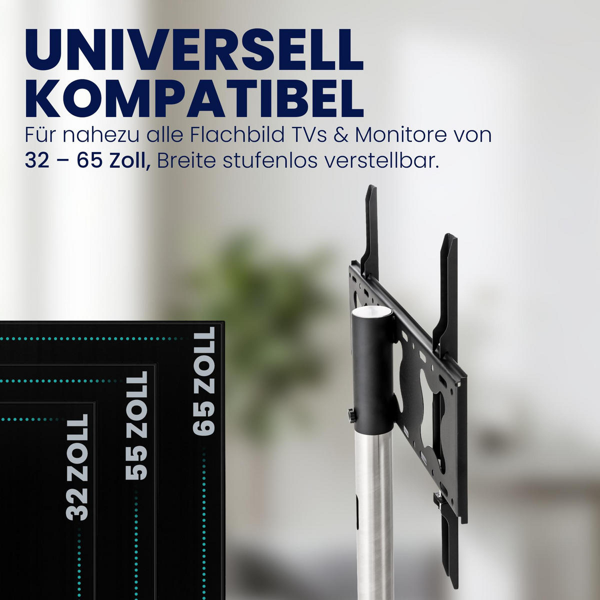 TV RACK Metall Edelstahl - Edelstahlfarben, Metall (64/100/53cm) - CLP