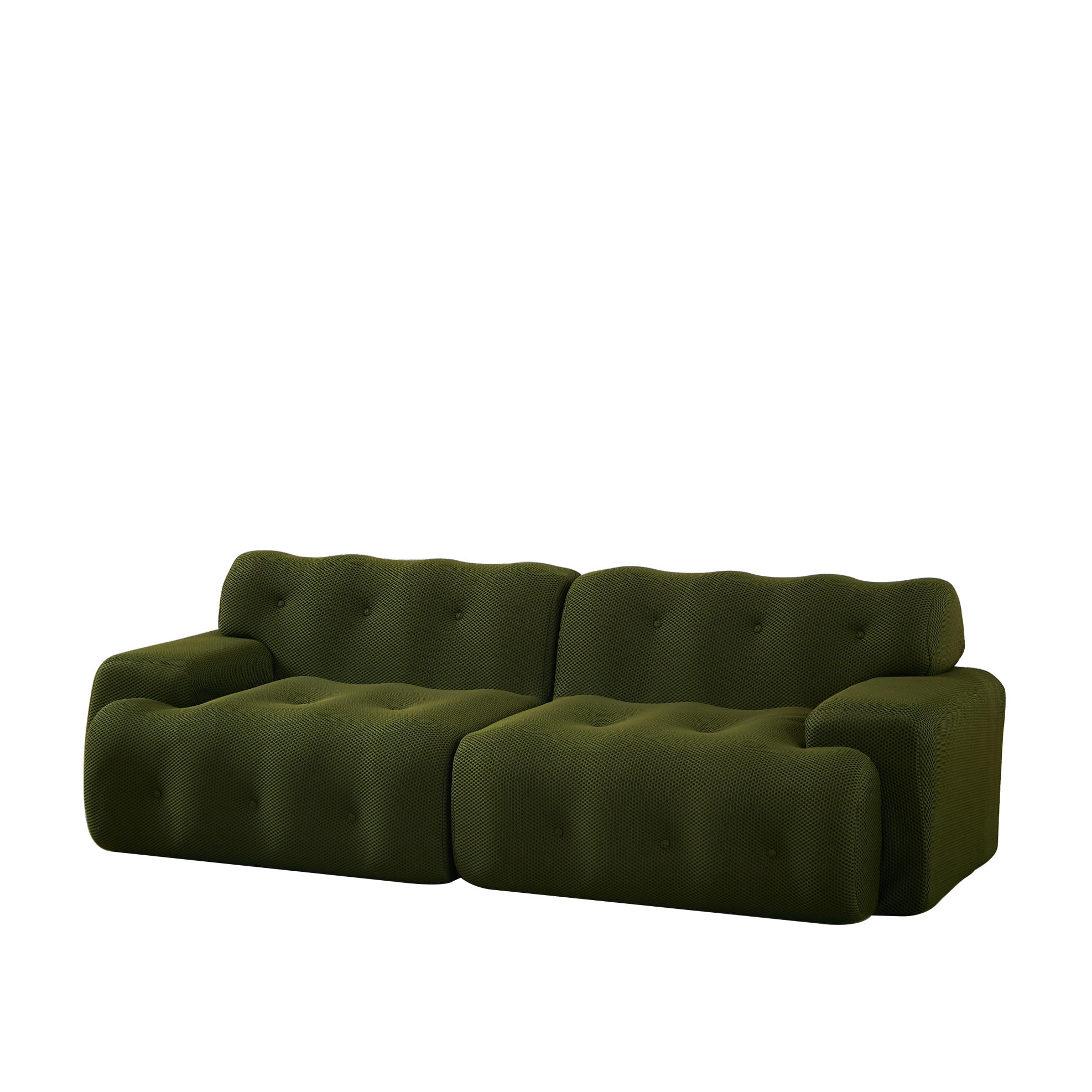 2-SITZER-SOFA aus Stoff 224x104x66 cm Grün mit breiten Armlehnen und montagefreiem Design - Grün, Textil (224/66/104cm) - Modfu