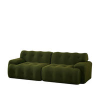 2-SITZER-SOFA aus Stoff 224x104x66 cm Grün mit breiten Armlehnen und montagefreiem Design - Grün, Textil (224/66/104cm) - Modfu