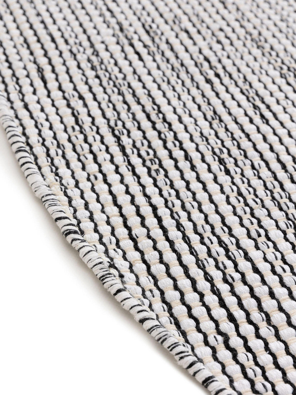 BAUMWOLLTEPPICH Ron handgewebt ø 240 cm rund - Schwarz, Naturmaterialien/Textil (240/240cm) - benuta