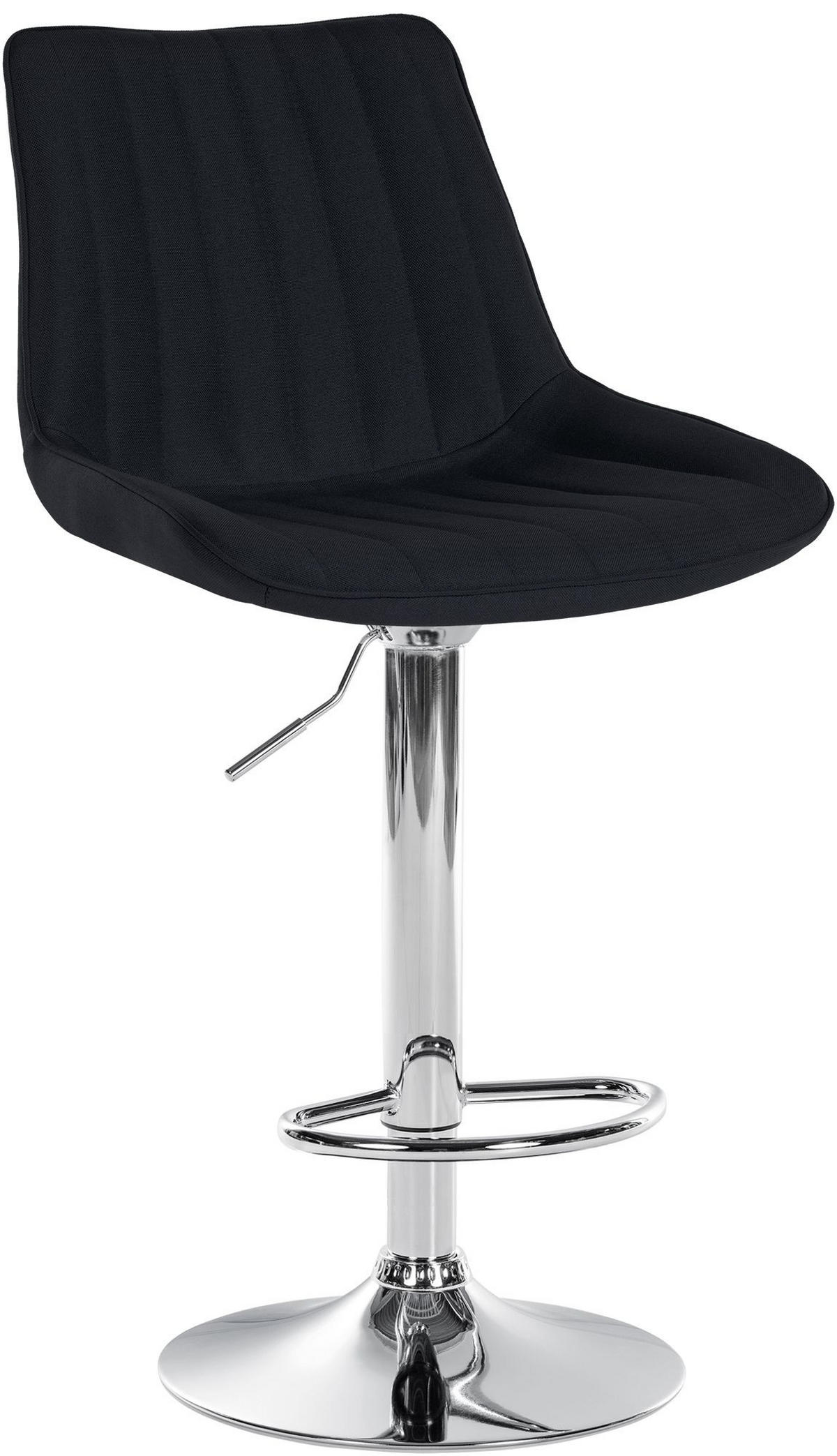BARHOCKER RIO Schwarz Stoff Chrom - Schwarz, Textil/Metall (49.5/91/50cm) - DELUKE