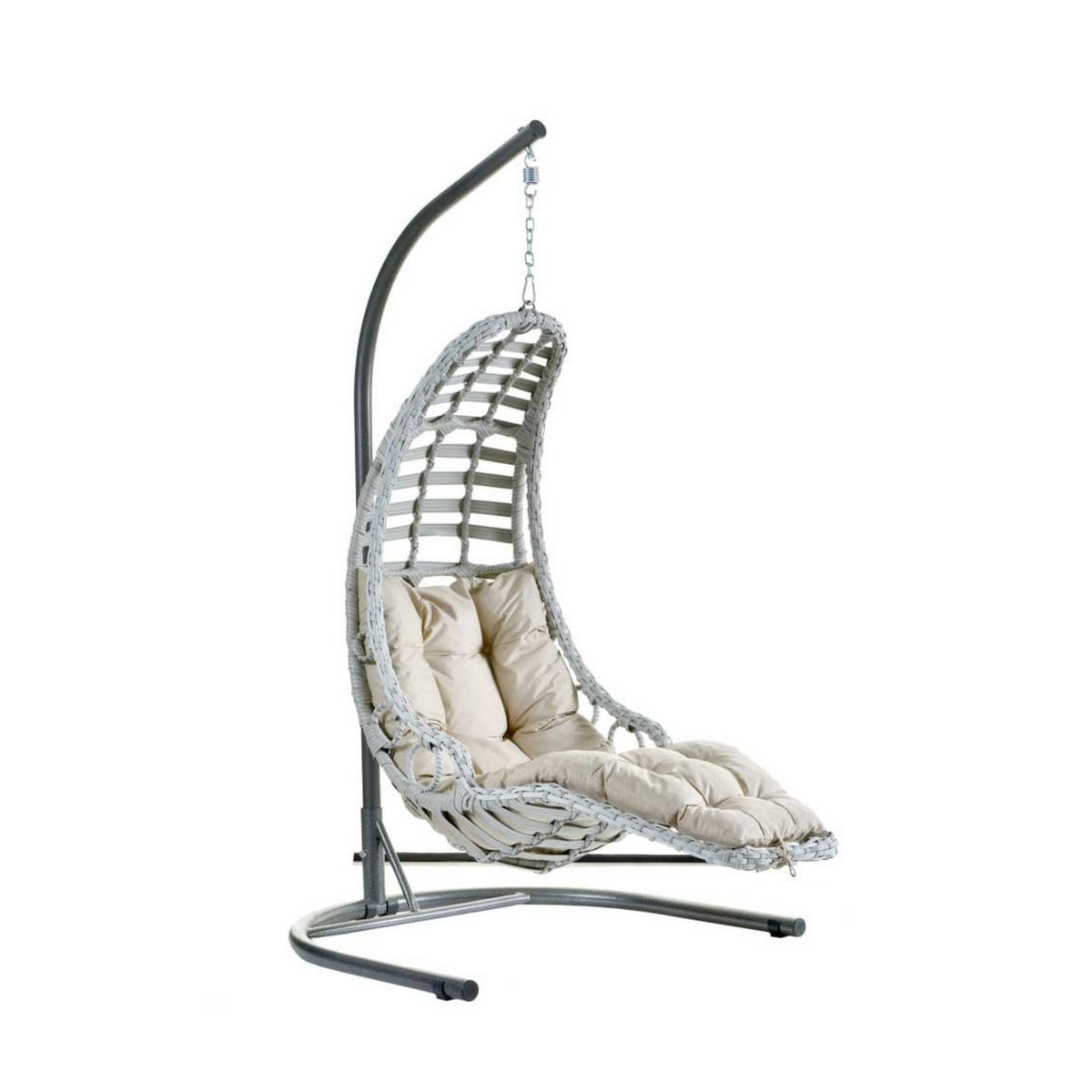 HÄNGESESSEL Gartenschaukel Rattan mit Gestell Hängeschaukel Bodrum - Weiß, Metall (120/212/106cm) - Gowoll