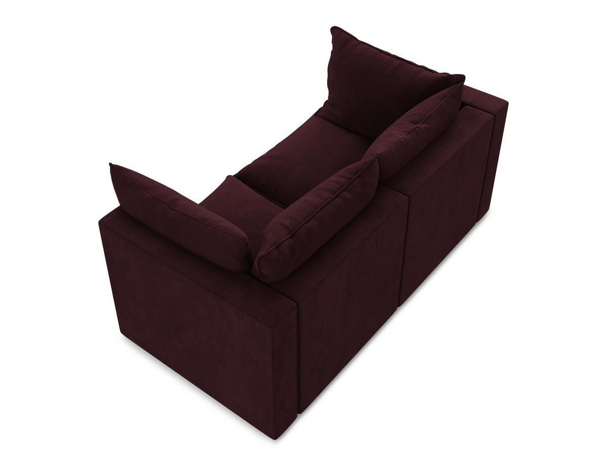 2-SITZER SOFA Strukturstoff Rot - Rotbraun/Schwarz, Holzwerkstoff/Kunststoff (180/77/90cm) - Makamii