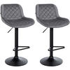 BARHOCKER 2er Set Samt Dunkelgrau - Dunkelgrau/Schwarz, Textil/Metall (50/84/52cm) - CLP