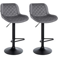 BARHOCKER 2er Set Samt Dunkelgrau - Dunkelgrau/Schwarz, Textil/Metall (50/84/52cm) - CLP